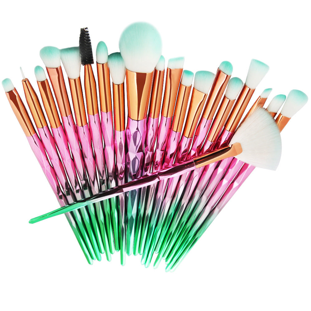 Cross-border hot sale 20 unicorn diamond transparent makeup brush set eye brush beauty tools factory direct sales
