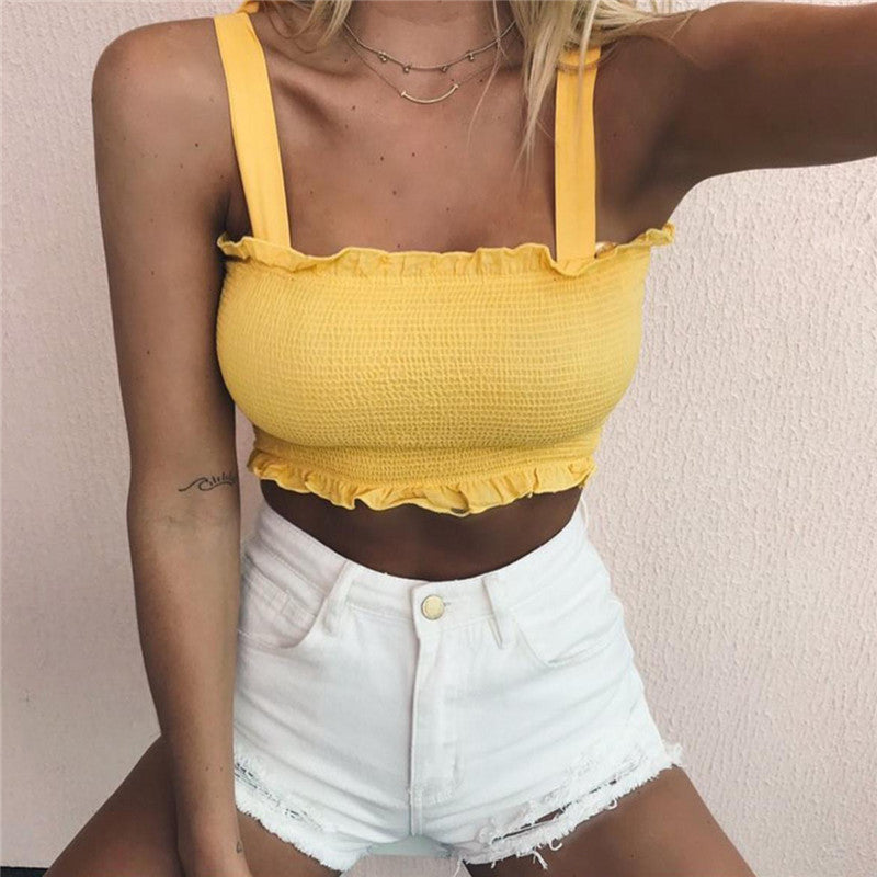 European station hot sale 2017 AliExpress hot style women's autumn and winter new style lace short solid color short short vest women