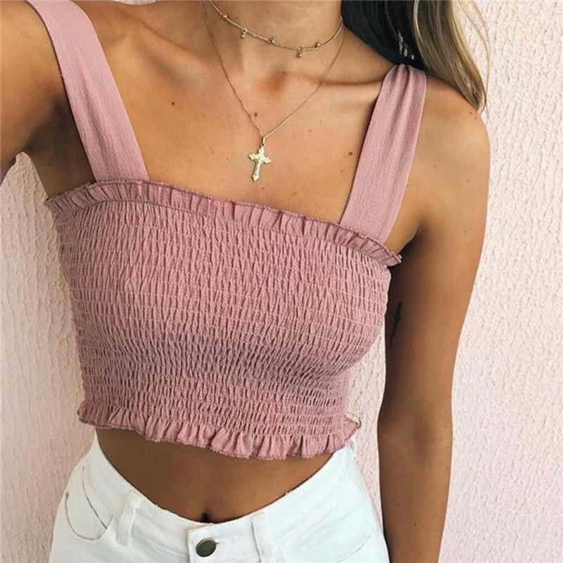European station hot sale 2017 AliExpress hot style women's autumn and winter new style lace short solid color short short vest women