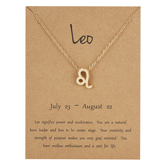 Cross-border hot sale personality symbol version twelve constellation alloy paper card necklace personality clavicle chain spot wholesale