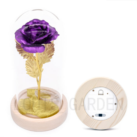Factory Outlet Gold Foil Rose Rose Light Glass Cover Rose LED Light Christmas Gift Wedding