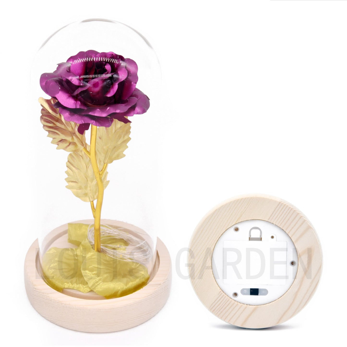 Factory Outlet Gold Foil Rose Rose Light Glass Cover Rose LED Light Christmas Gift Wedding