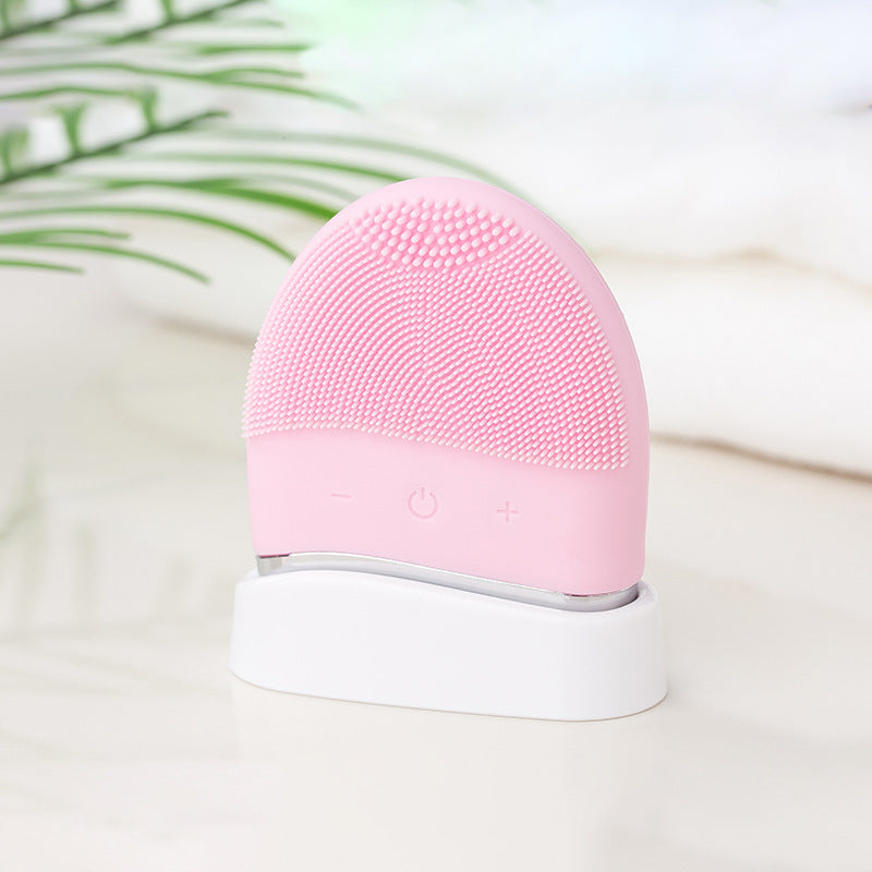 Electric silicone cleansing instrument pore cleaning brush mini ultrasonic male and female net red live makeup remover and face wash artifact