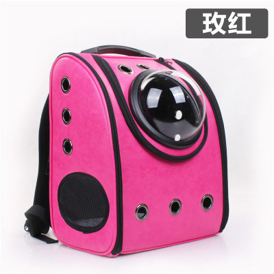 New space cat bag breathable pet bag go out carrying bag folding pet backpack pu breathable cat backpack wholesale
