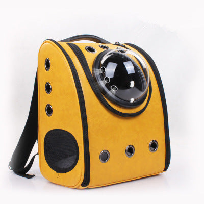 New space cat bag breathable pet bag go out carrying bag folding pet backpack pu breathable cat backpack wholesale