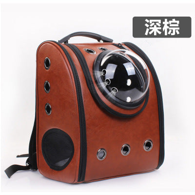 New space cat bag breathable pet bag go out carrying bag folding pet backpack pu breathable cat backpack wholesale