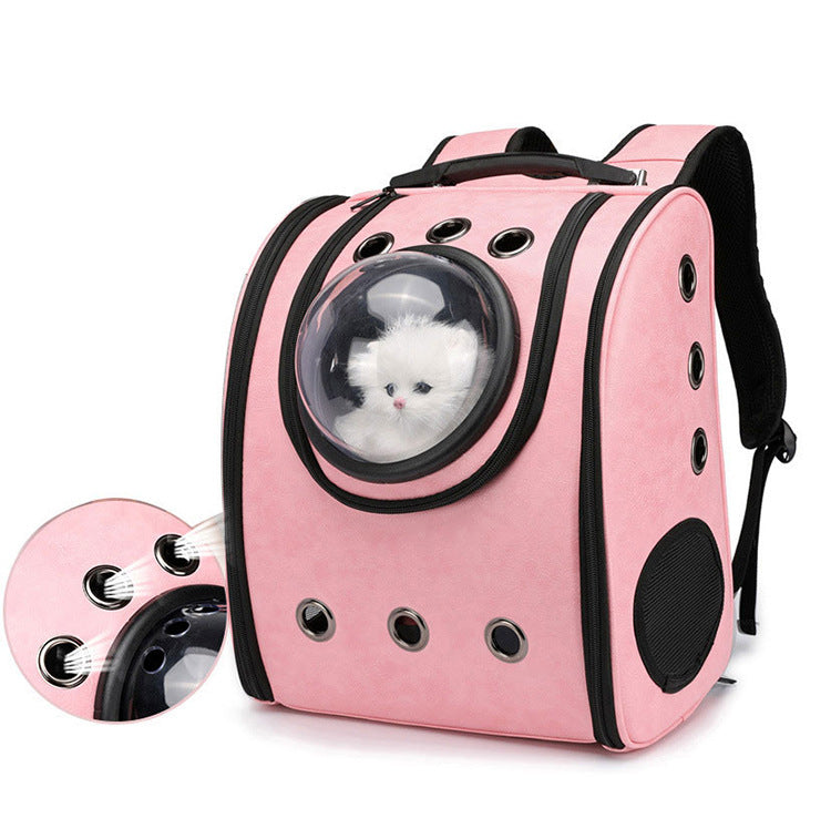 New space cat bag breathable pet bag go out carrying bag folding pet backpack pu breathable cat backpack wholesale