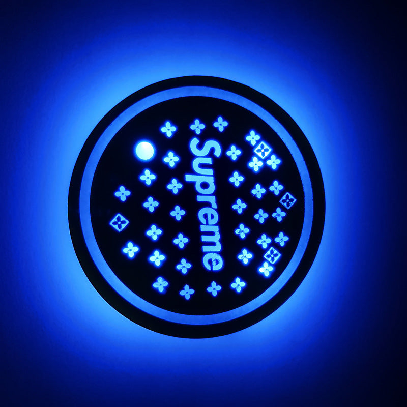 Car luminous water coaster LED atmosphere light induction light colorful water coaster USB atmosphere light non-slip coaster customization