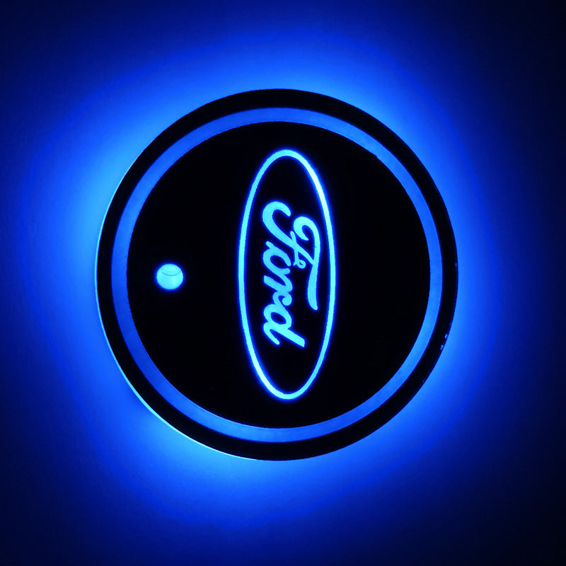 Car luminous water coaster LED atmosphere light induction light colorful water coaster USB atmosphere light non-slip coaster customization