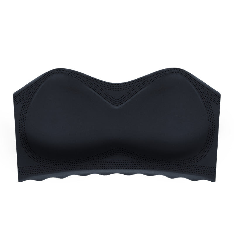 Detachable shoulder strap tube top underwear wrapped chest style gather beautiful back female student base anti-glare ice silk dress female bra