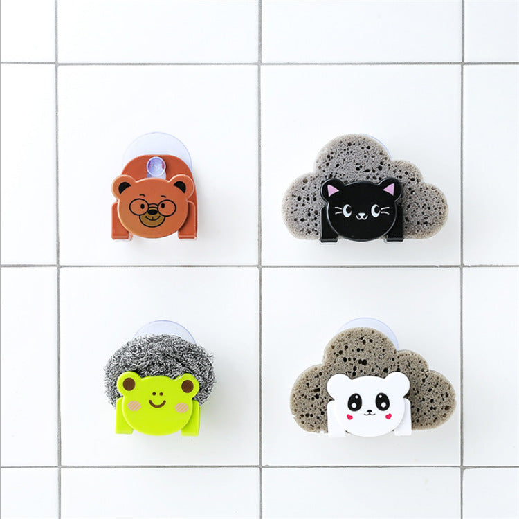 Cartoon kitchen sink storage rack sponge wipes rack suction cup bathroom sundries rack
