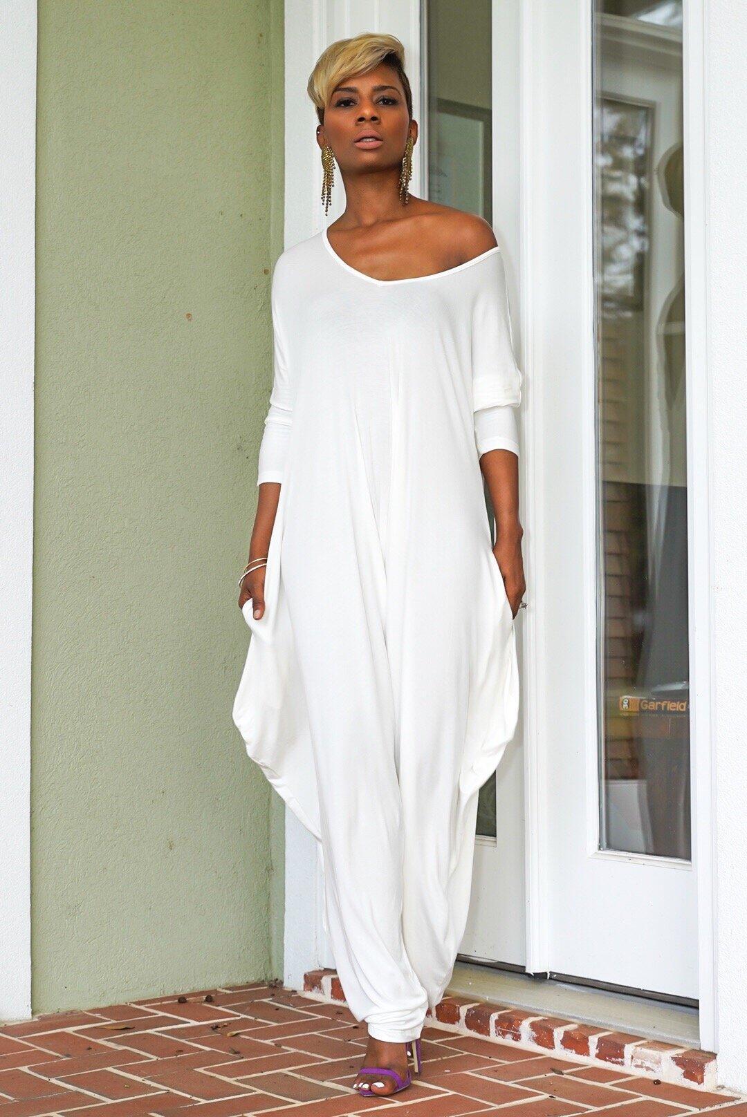 2019 Amazon Explosive Pure Color Cotton-proof Stretch Irregular Sleeve Women's Loose Jumpsuit ZL1186