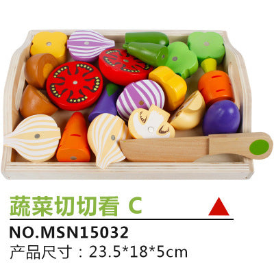 Wooden magnetic cut fruit toys, children’s play house simulation vegetables, cut to see boys and girls cut to play toys