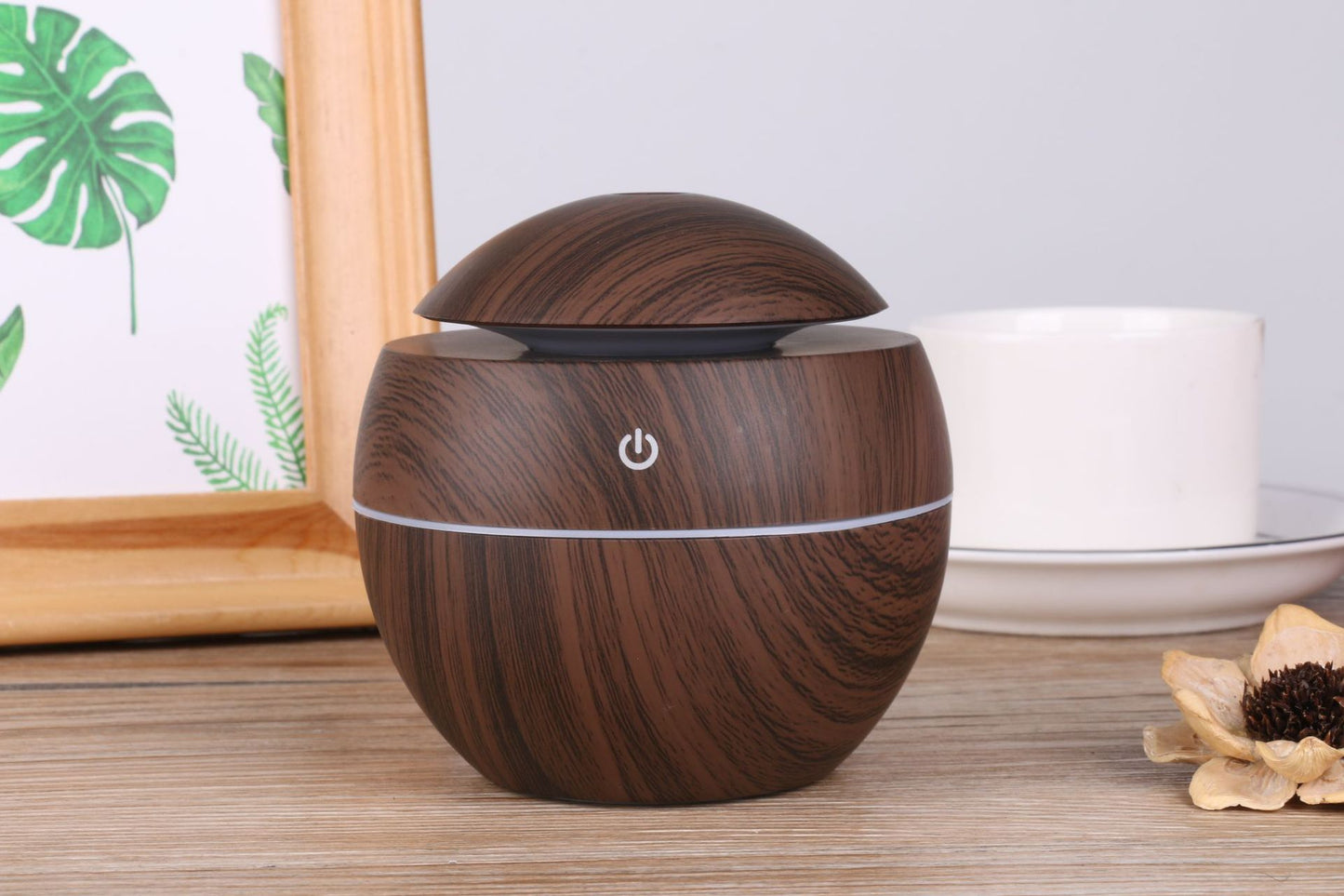 Direct USB Amazon Explosive Small Ball Colorful Light Humidifier Mini Wood Grain Round Aroma Diffuser