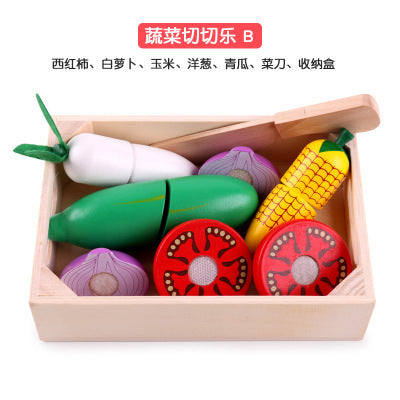 Wooden magnetic cut fruit toys, children’s play house simulation vegetables, cut to see boys and girls cut to play toys
