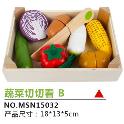 Wooden magnetic cut fruit toys, children’s play house simulation vegetables, cut to see boys and girls cut to play toys