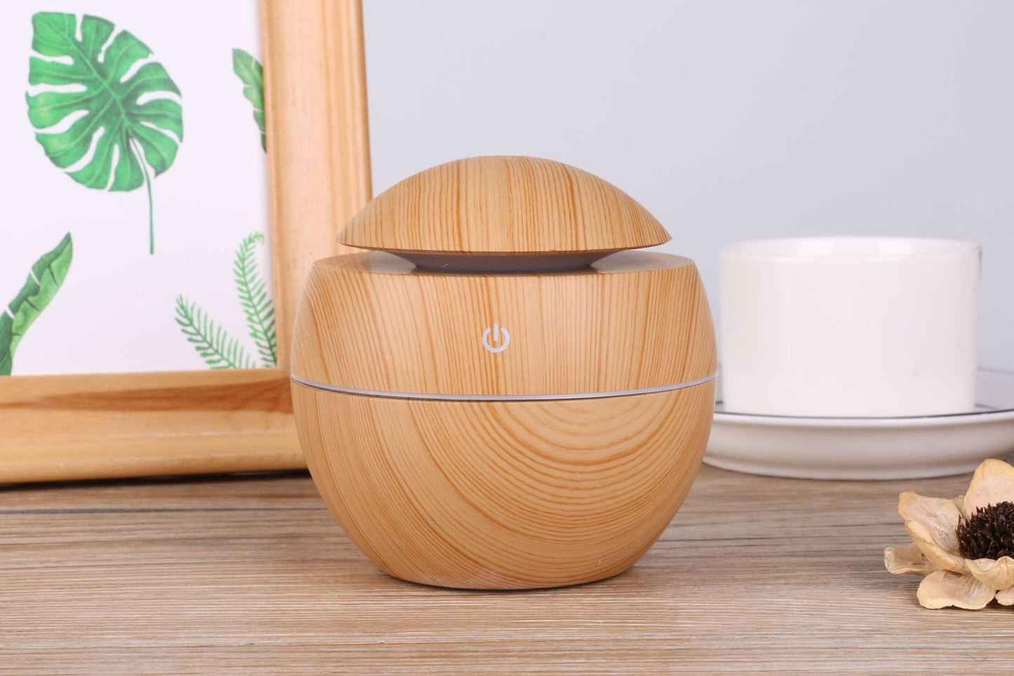 Direct USB Amazon Explosive Small Ball Colorful Light Humidifier Mini Wood Grain Round Aroma Diffuser