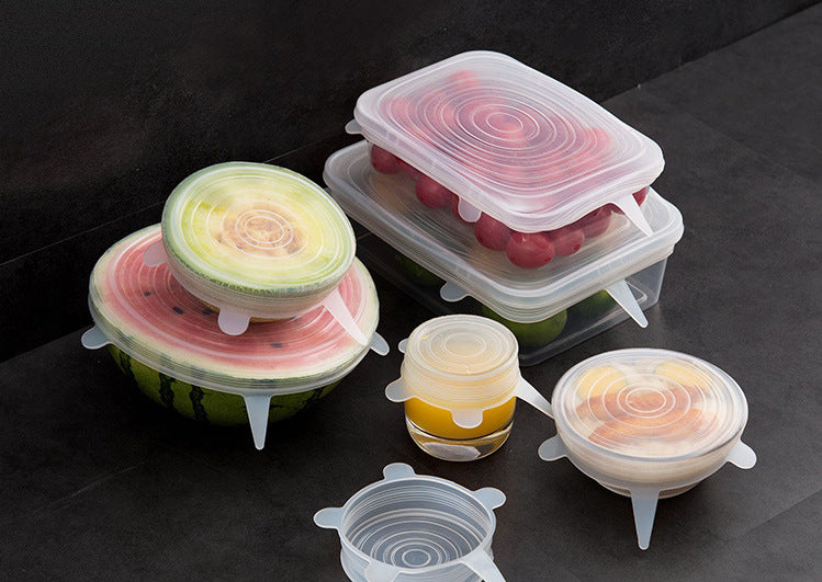 European standard six-piece silicone plastic wrap vegetable and fruit fresh-keeping cover food silicone bowl cover silicone cup cover