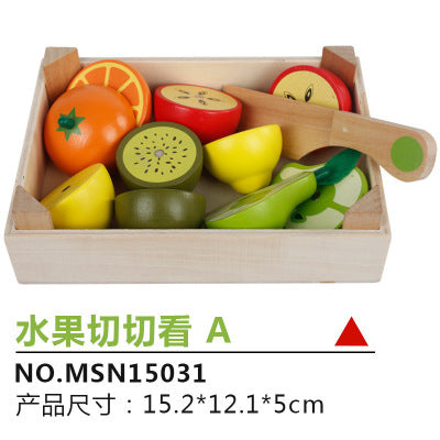 Wooden magnetic cut fruit toys, children’s play house simulation vegetables, cut to see boys and girls cut to play toys