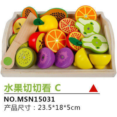 Wooden magnetic cut fruit toys, children’s play house simulation vegetables, cut to see boys and girls cut to play toys