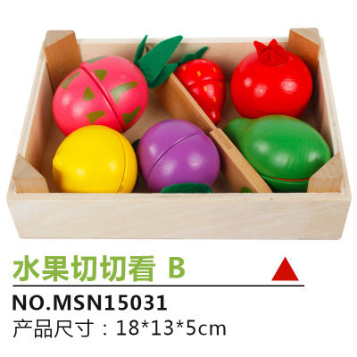 Wooden magnetic cut fruit toys, children’s play house simulation vegetables, cut to see boys and girls cut to play toys