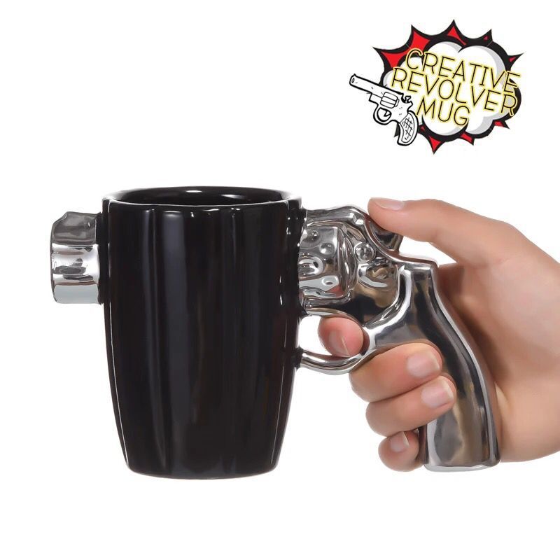 Creative and funny ceramic mug shape revolver mug personality cool coffee cup for boys friends birthday gifts