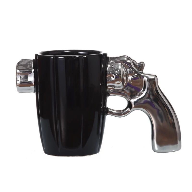 Creative and funny ceramic mug shape revolver mug personality cool coffee cup for boys friends birthday gifts