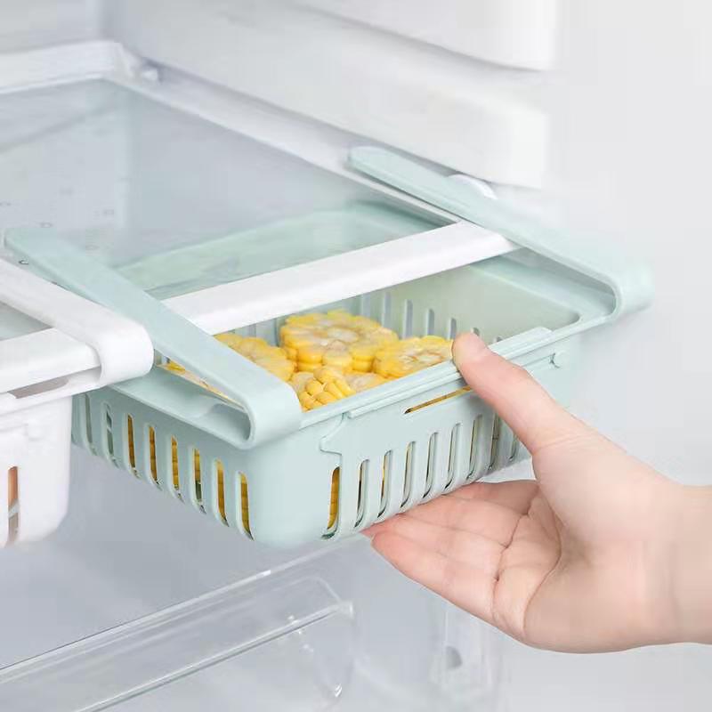 Refrigerator plastic storage basket food and beverage fruit retractable drawer storage box kitchen debris finishing box