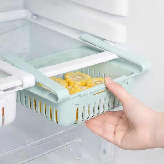 Refrigerator plastic storage basket food and beverage fruit retractable drawer storage box kitchen debris finishing box