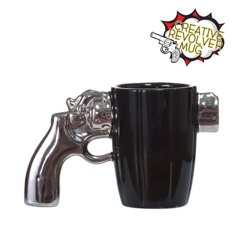 Creative and funny ceramic mug shape revolver mug personality cool coffee cup for boys friends birthday gifts