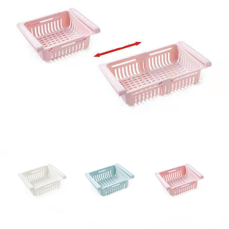 Refrigerator plastic storage basket food and beverage fruit retractable drawer storage box kitchen debris finishing box