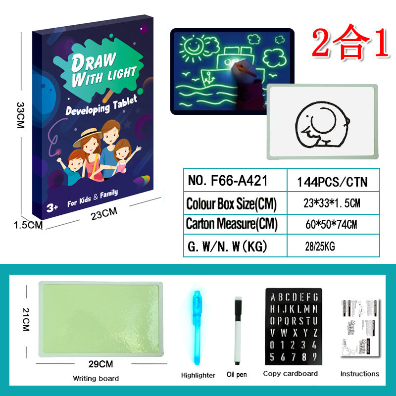 Draw With Light Fun painting board luminous board children luminous magic fluorescent board 3D drawing board