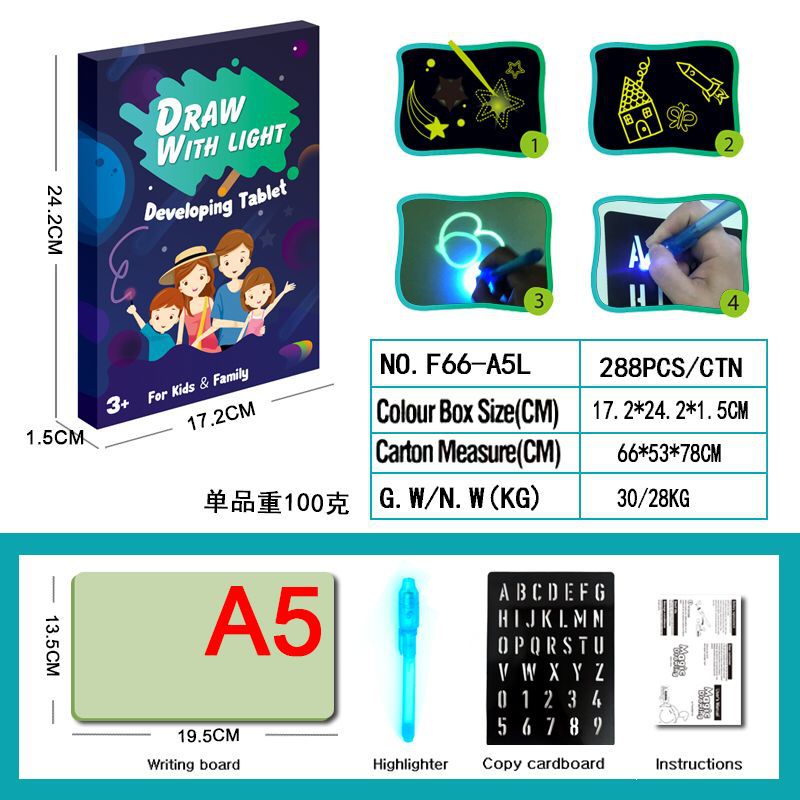 Draw With Light Fun painting board luminous board children luminous magic fluorescent board 3D drawing board