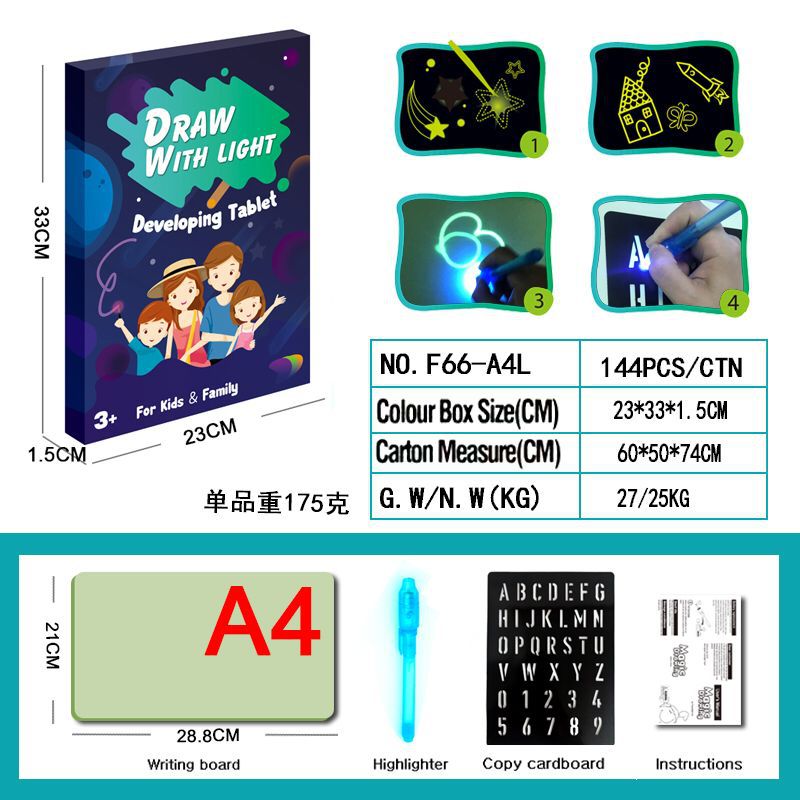 Draw With Light Fun painting board luminous board children luminous magic fluorescent board 3D drawing board