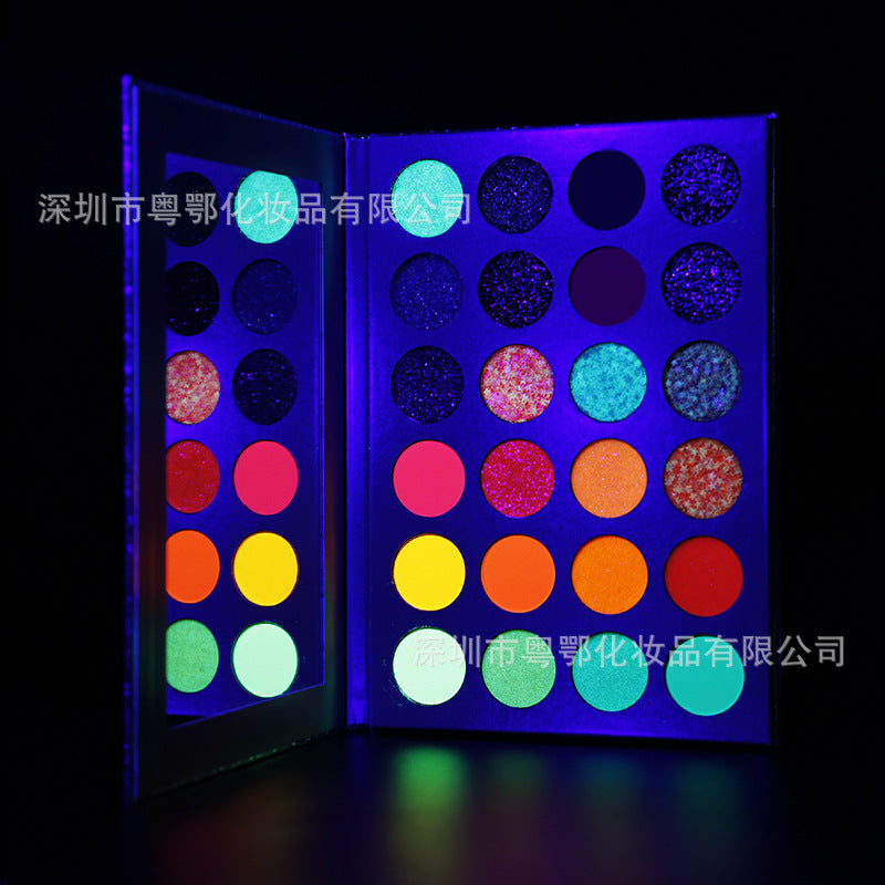 oem luminous eye shadow bright fluorescent powder makeup tray flash eye shadow 24 color eye shadow without logo can be OEM