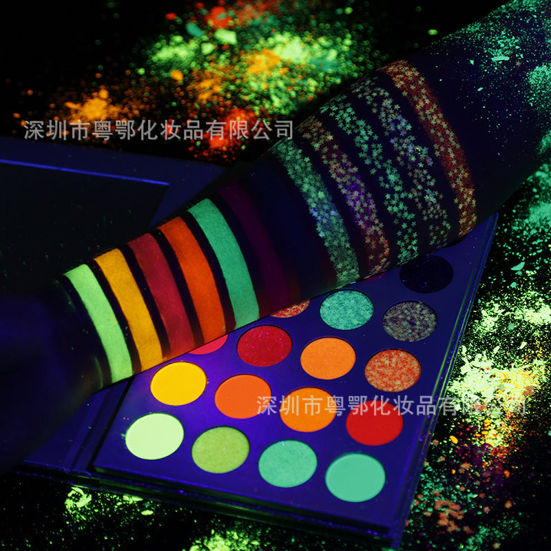 oem luminous eye shadow bright fluorescent powder makeup tray flash eye shadow 24 color eye shadow without logo can be OEM