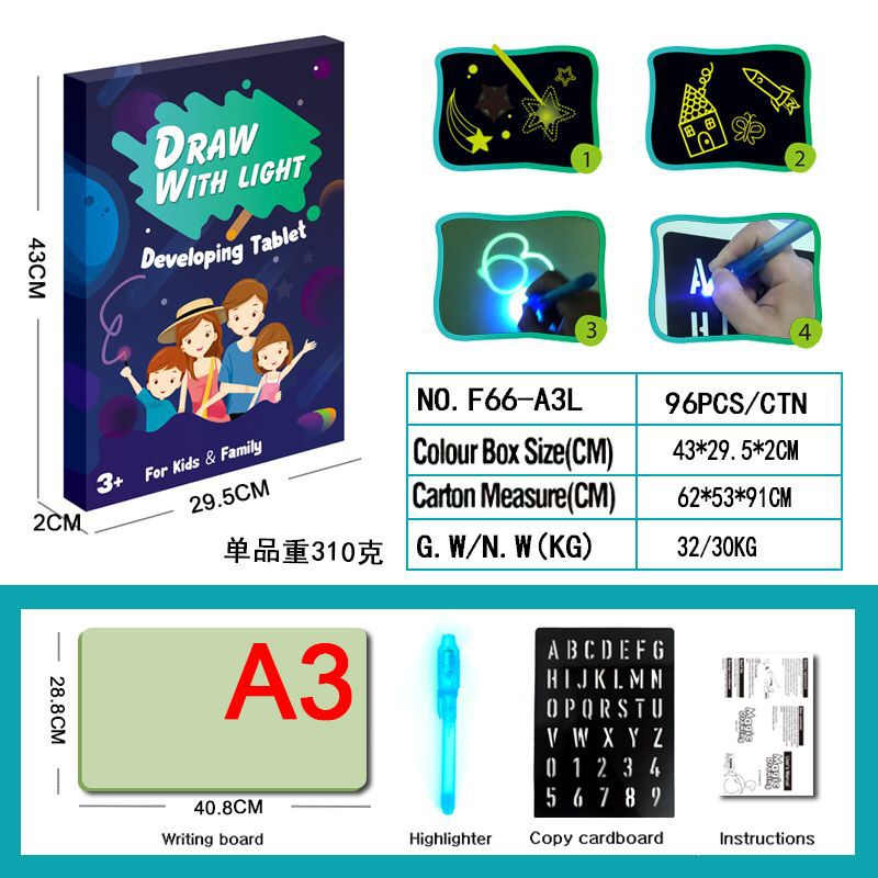 Draw With Light Fun painting board luminous board children luminous magic fluorescent board 3D drawing board