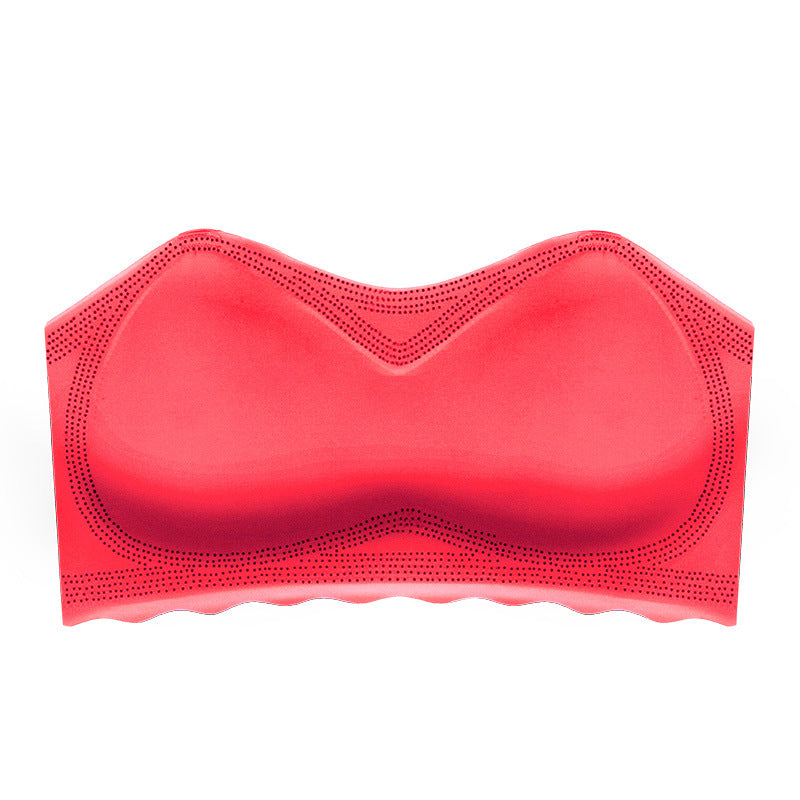 Detachable shoulder strap tube top underwear wrapped chest style gather beautiful back female student base anti-glare ice silk dress female bra