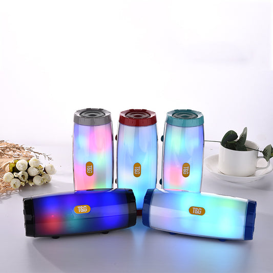 TG165C Bluetooth Speaker LED Lantern PU Leather Craft Card Radio Portable Subwoofer Audio TWS Couplet