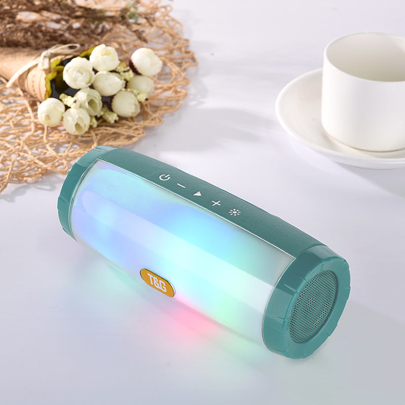 TG165C Bluetooth Speaker LED Lantern PU Leather Craft Card Radio Portable Subwoofer Audio TWS Couplet