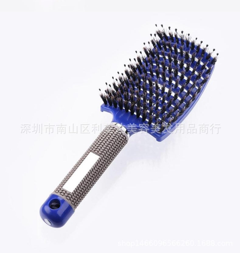 Large curved comb ribs comb pig bristle anti-static curved massage comb nine-row comb shape curly hair plastic smooth hair comb