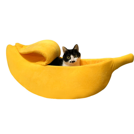 Factory direct sales pet supplies kennel banana cat kennel dog kennel winter warm deep sleep cat sleeping bag seamless generation