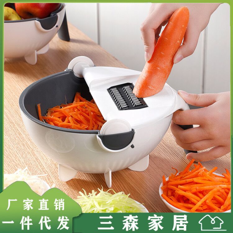 Source factory nine-in-one multi-functional drain basket kitchen manual vegetable and fruit cutting multipurpose grater vegetable cutter