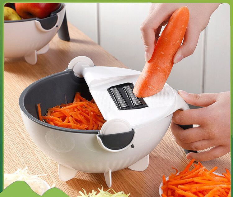 Source factory nine-in-one multi-functional drain basket kitchen manual vegetable and fruit cutting multipurpose grater vegetable cutter