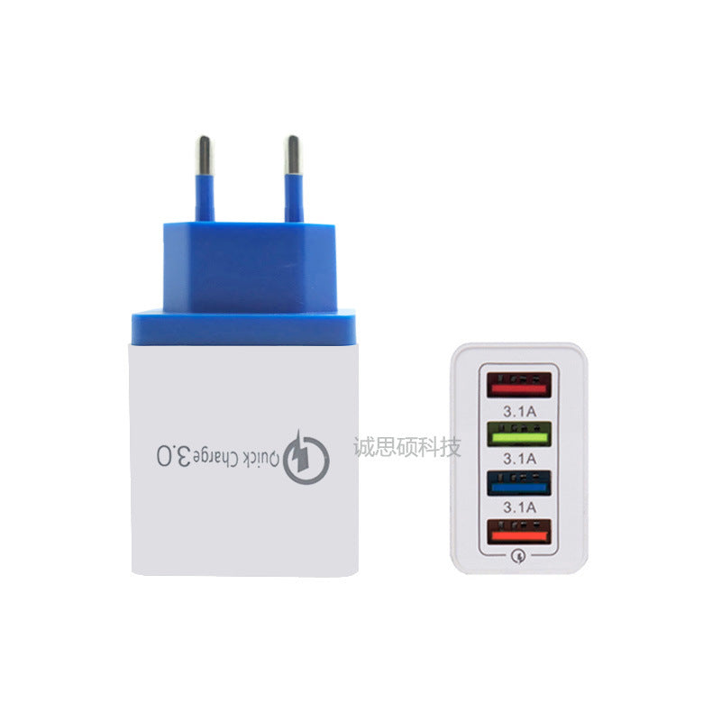 Applicable to Apple Android 4USB5V3A Charger American Regulation European Regulation Fast Charge Travel Mobile Phone Fast Charge Charger
