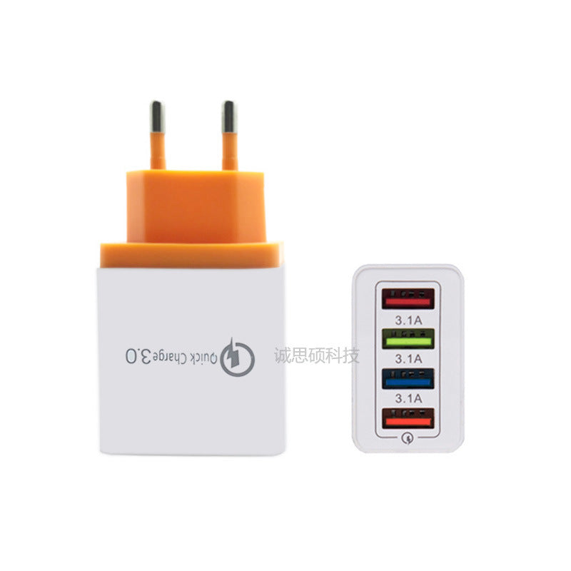 Applicable to Apple Android 4USB5V3A Charger American Regulation European Regulation Fast Charge Travel Mobile Phone Fast Charge Charger