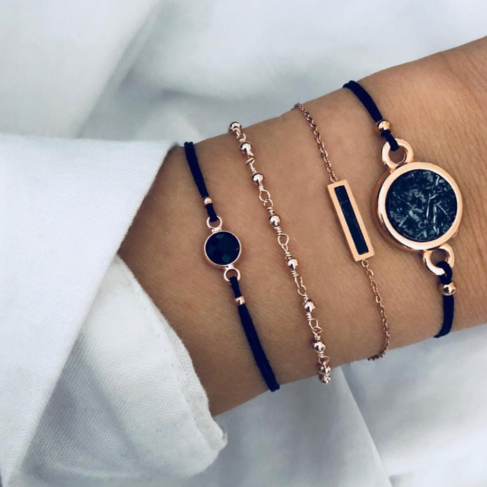 30 Styles Women Girls Mix Round alloy Crystal Charm Bracelets Fashion Boho Heart Map Pineapple Bracelets Sets Jewelry Gift