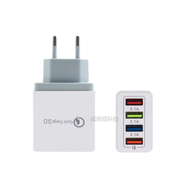 Applicable to Apple Android 4USB5V3A Charger American Regulation European Regulation Fast Charge Travel Mobile Phone Fast Charge Charger