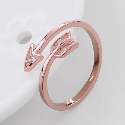 Wish explosive fashion imitation s925 sterling silver diamond open arrow ring