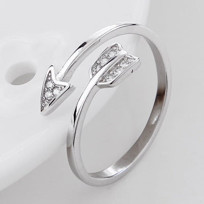 Wish explosive fashion imitation s925 sterling silver diamond open arrow ring